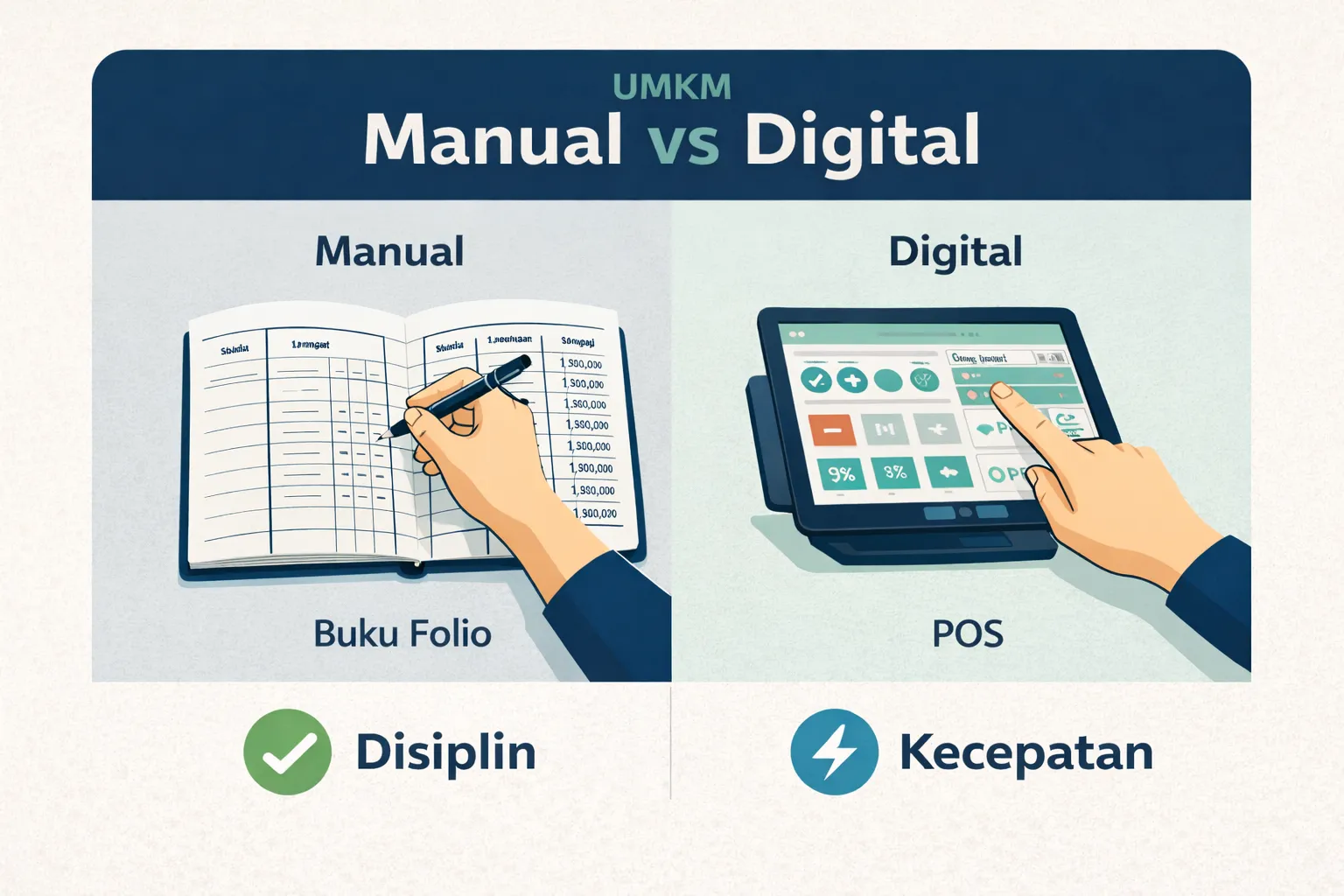 Infografis Perbandingan Pencatatan Manual vs Digital