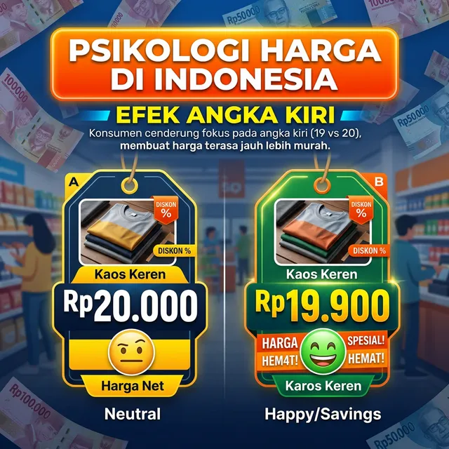 Ilustrasi Efek Psikologi Harga Rp19.900 vs Rp20.000
